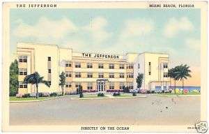 1942 THE JEFFERSON HOTEL MIAMI BEACH FLORIDA POSTCARD  