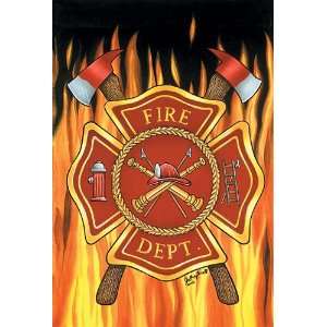  Fire Department Emblem Flames Large Flag
