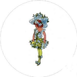  Flower Children 58mm Round Pin Lapel Badge Forget Me Not 