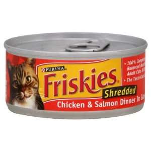 Friskies Cat Food, Shredded, Chicken & Salmon Dinner in Gravy , 5.5 Oz 