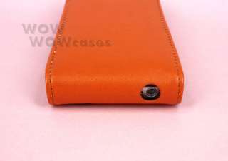 Orange Flip Leather Case For Apple iPhone 4 4G+ Film  