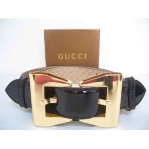  GUCCI BLACK PATENT LEATHER BOW BELT FOR WOMEN GBW001 