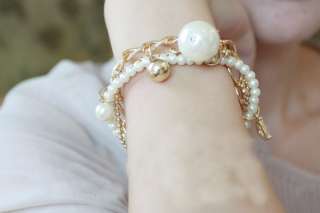   Layered Chain Bracelet With Pearl Letter D Rhinestone Bracelet Bangle