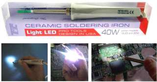 40 watt Solder IRON with LED LIGHT soldering wand NEW ceramic weld 