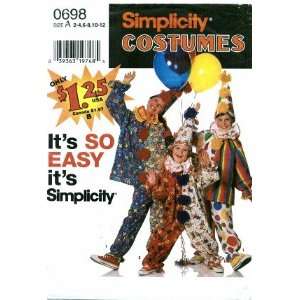 com Simplicity 0698 Sewing Pattern Boys & Girls Clown Costumes & Hat 