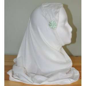  Ivory 1 piece Al Amira Hijab with Light Green Daisy 
