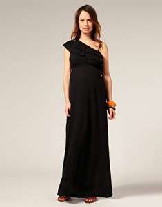 New  MATERNITY Asymmetric Frill Cheesecloth Maxi Long Dress Black 