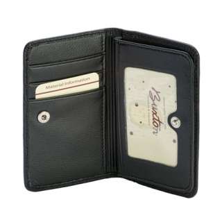 Women Buxton Leather Black Deluxe ID Card Case Wallet  