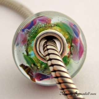   sterling silver core european charm lampwork glass bead SRA MWR  