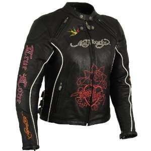  Ed Hardy Womens Leather Racer Jacket True Love / Eternal 