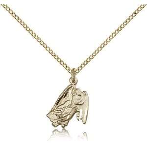  Gold Filled Guardian Angel Medal Pendant 5/8 x 1/2 Inches 