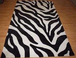 NEW Area Rug KENYA $300 Zebra Black White 5x8 Animal  