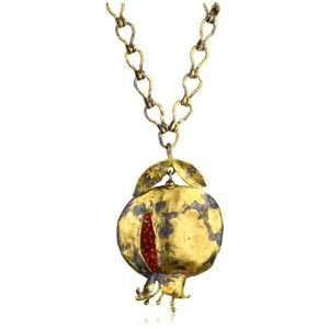    Oxidized Pomegranate with Red Jade Seeds Pendant Necklace Jewelry
