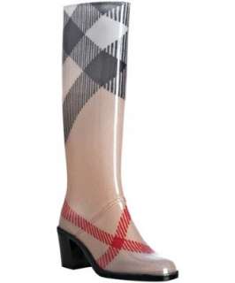 Burberry beige nova check rubber rain boots  BLUEFLY up to 70% off 