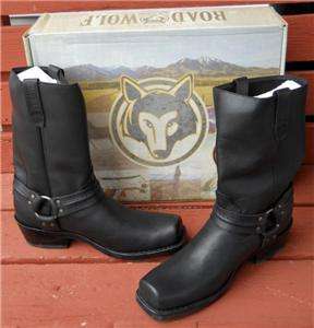 ROAD WOLF HIGH RIDER BLACK LEATHER MOTORCYCLE BOOTS 7M  