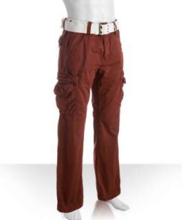Jetlag burgundy cotton Nisso belted cargo pants   