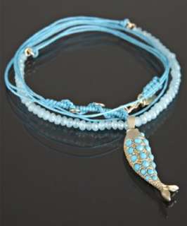 Danielle Stevens turquoise Boho beaded wrap charm bracelet   