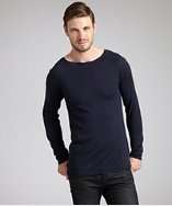 Paul Smith navy cotton rolled hem sweater style# 318947701