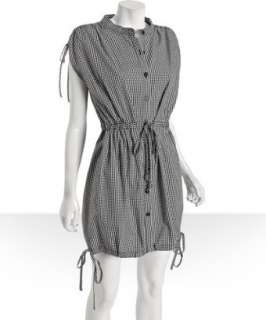 Laundry by Shelli Segal black gingham drawstring detail shirtdress 