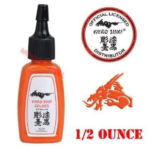 Kuro Sumi Colored Tattoo Ink 1/2 oz Rising Sun Orange 