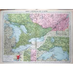  1935 Map Canada Ontario Quebec Lake Superior Montreal 