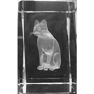  3d Laser Cut Sitting Cat Crystal 
