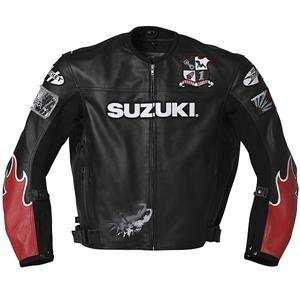   Rocket Suzuki Vertical Leather Jacket   5X Large/Black/Red: Automotive