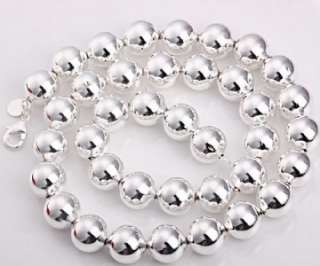 Silver Plated Hollow Bead 14mm Chain Necklace New N105  