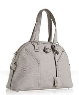 Yves Saint Laurent light grey embossed leather Muse large bag 