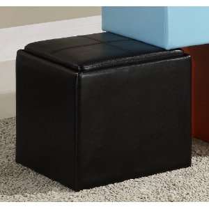  Storage Cube Ottoman   Black Bi Cast Vinyl By Homelegance 