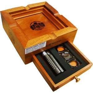  Macanudo 3 in 1 Ashtray Set with Cigar Cutter and Torch Lighter 