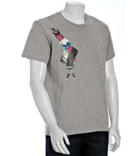 Yohji Yamamoto heather grey cotton collage print crewneck t shirt 