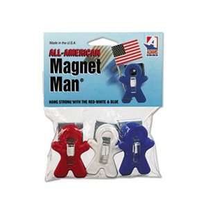  Magnet Man Clip, Plastic, Assorted Colors, 3/Pack