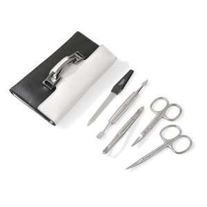 Stainless Steel Manicure Set in Bi color Leather Case by Timor. Mage 
