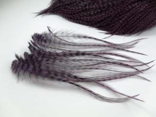   PURPLE PLUM GRIZZLY HAIR EXTENSION ROOSTER SADDLE FEATHER 5 7L  