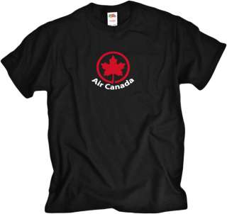 Grab this great Air Canada airline logo T Shirt in black with cool red 