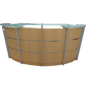  9 Curved Maple Glass Top Reception Desk