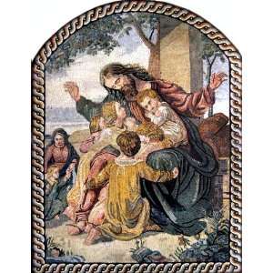    52x68 Jesus And Children Mosaic Stone Wall Mural