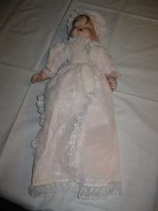Porcelain Ashley Belle Sleeping Baby Doll with Christening Dress 