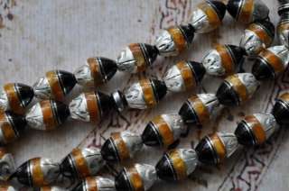 Prayer Beads Worry Beads Black coral, silver, amber inlay  