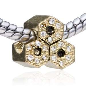 Pugster Pandora Style Bead Gold Crystal Plum European Charm Bead Clear 