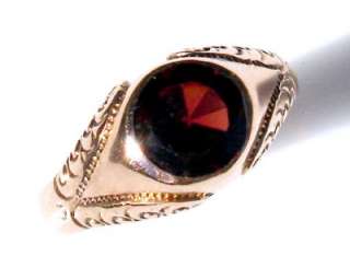   Victorian Garnet Engraved 10K Rose Gold Estate Jewelry Ring 10 T1/2