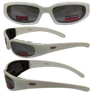   By Global Vision White Pearl Frame Flash Mirror Lens Automotive