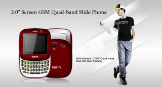 Unlocked GSM Dual sim QWERTY Slide cell phone Red H01  