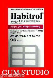 Habitrol Nicotine Gum 4 Box 4mg FRUIT 384 Pieces Fresh  