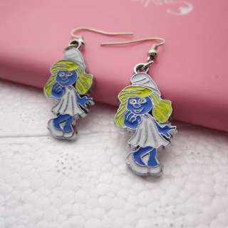 New Happy Smurfette Mini Earring Best Gift for Kid Girl Child Friend 