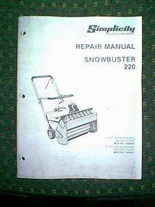 SIMPLICITY SNOWBUSTER 220 SNOW BLOWER REPAIR MANUAL  