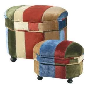   of 2 Small Upholstered Storage Chests   Velvet Quilt