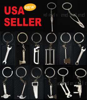 Tool Metal Saw Claw Hacksaw Hammer Wrench AXE Keychain Key Chain Ring 