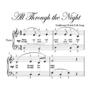    All Through the Night Easy Piano Sheet Music Christian Books